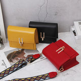 Mini PU Leather Crossbody Bag Wide Strap Small Square Shoulder Messenger