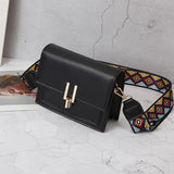 Mini PU Leather Crossbody Bag Wide Strap Small Square Shoulder Messenger