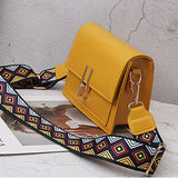 Mini PU Leather Crossbody Bag Wide Strap Small Square Shoulder Messenger