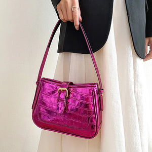 Colored Bling Women's Shoulder Bags Stone Leather Female Handbags