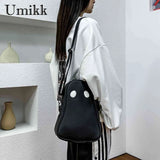 Devil Ghost Funny Crossbody Handbag PU Leather Small Zipper Travel for Women