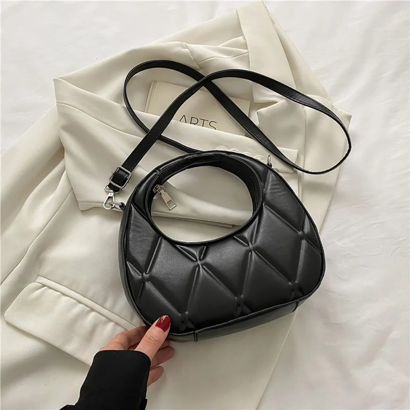 Women Round PU Leather Crossbody Bag for Outdoor Shopping