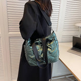 Quilted Crossbody Bag Large Capacity Shoulder Tote Solid Cotton Padded