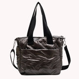 Quilted Crossbody Bag Large Capacity Shoulder Tote Solid Cotton Padded