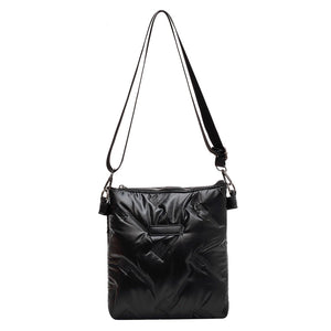 Quilted Cotton Padded Crossbody Handbag Solid Hand Bags Women Zipper for Travel