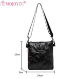 Quilted Cotton Padded Crossbody Handbag Solid Hand Bags Women Zipper for Travel