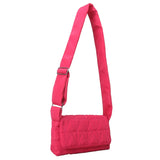 Quilted Rhombus Crossbody Sling Bag Small Square Flap Pocket Wide Strap