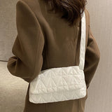 Quilted Rhombus Crossbody Bag Small Square Wide Strap Purse