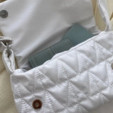 Quilted Rhombus Crossbody Bag Small Square Wide Strap Purse