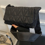 Quilted Rhombus Crossbody Bag Small Square Wide Strap Purse