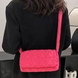 Quilted Rhombus Crossbody Bag for Women Small Square Flap Pocket Purse