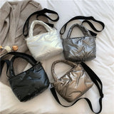 Cotton Padded Crossbody Bag Quilted for Travel Work Daily