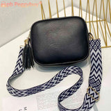 Casual Crossbody Bag Tassel Small Square Satchel PU Leather Wide Strap