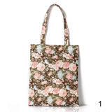 Canvas Beach Bag Floral Printed Tote Waterproof Shoulder Bag