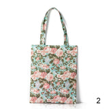 Canvas Beach Bag Floral Printed Tote Waterproof Shoulder Bag