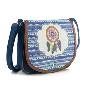 Vintage Bohemia Embroidery Crossbody Bag Women Feather Print Shoulder Bag