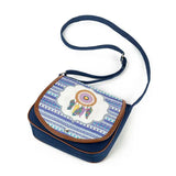 Vintage Bohemia Embroidery Crossbody Bag Women Feather Print Shoulder Bag