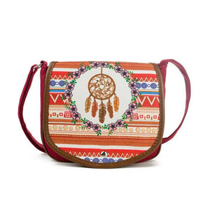 Vintage Bohemia Embroidery Crossbody Bag Women Feather Print Shoulder Bag