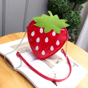 Leather Strawberry Crossbody Bag for Women