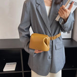 Leather Crossbody Chest Bag for Women Solid Shoulder Bag