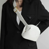 Leather Crossbody Chest Bag for Women Solid Shoulder Bag