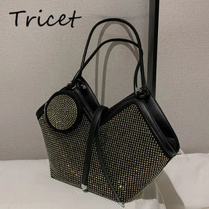 Crystal Bling Mini Round Shoulder Bag for Women Lady Shopping Bag 2pcs