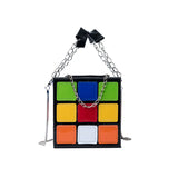 Cube Shape PU Leather Shoulder Bags Clutch Purse Colorful Crossbody Bags