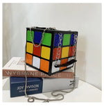 Cube Shape PU Leather Shoulder Bags Clutch Purse Colorful Crossbody Bags