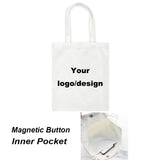 Eco Canvas Shopping Tote Bag with Pocket - Beige
