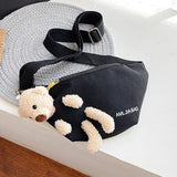 Bear Women's Waist Bag High Canvas Belt Bags Crossbody Chest Bag Female Solid Fa