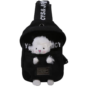 Plush Sheep Doll Chest Bag Canvas Shoulder Bag Messenger Pouch Phone Chest Bag