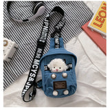 Plush Sheep Doll Chest Bag Canvas Shoulder Bag Messenger Pouch Phone Chest Bag