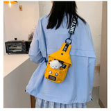 Plush Sheep Doll Chest Bag Canvas Shoulder Bag Messenger Pouch Phone Chest Bag