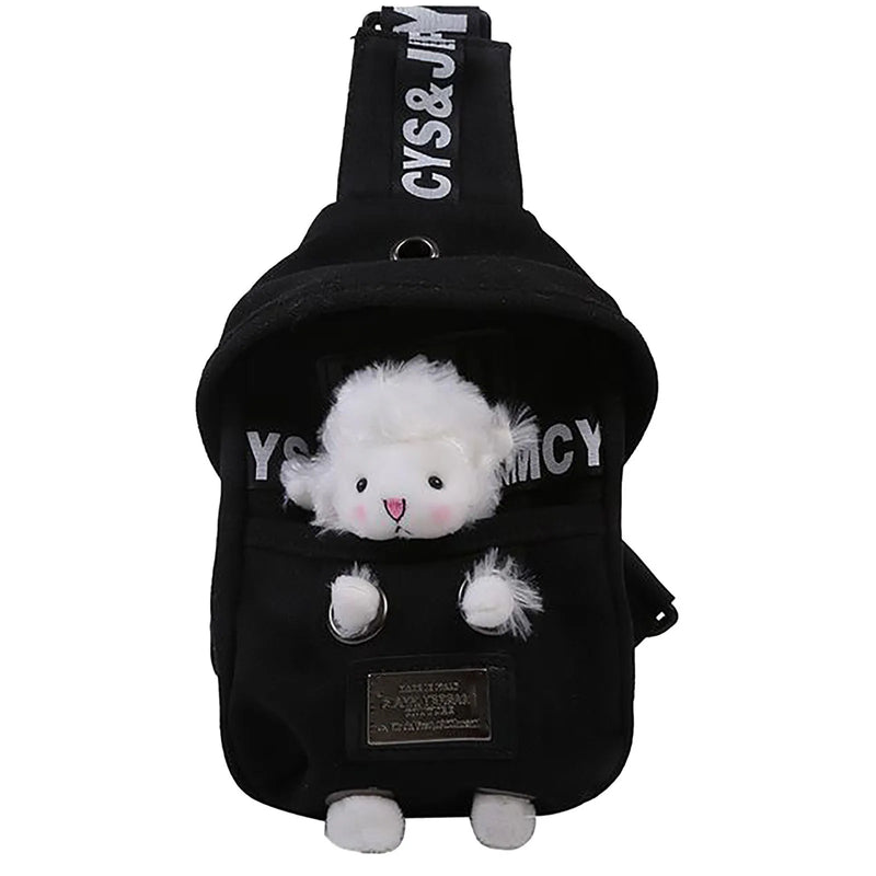 Plush Sheep Doll Chest Bag Canvas Shoulder Bag Messenger Pouch Phone Chest Bag