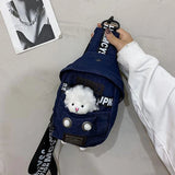 Plush Sheep Doll Chest Bag Canvas Shoulder Bag Messenger Pouch Phone Chest Bag