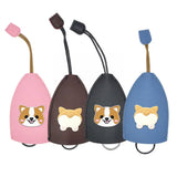 Dog Pull Type Key Bag PU Leather Holder Key Pouch Keychain
