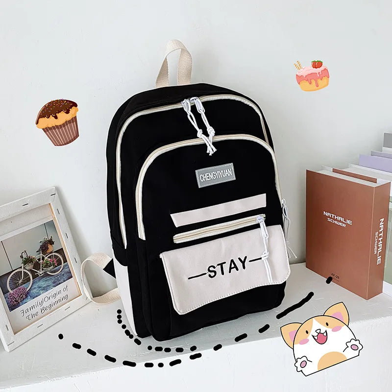 Women Letters School Backpacks Waterproof Casual School Girl Bagpack