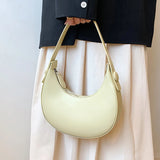 Small PU Leather Hobo Bag for Women Half Moon Shoulder Handbag Purse with Zipper