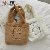 Plush Printing Shoulder Bag Soft Textured Large Capacity