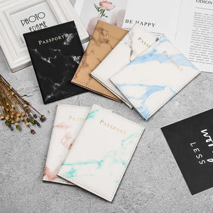 Marble Pattern Passport Cover PU Leather Travel Holder Covers