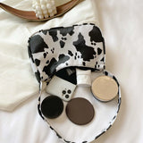 Milk Cow Print Women Messenger Bags Shoulder Mini Bags Travel Zipper Wallets