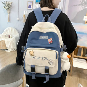 Nylon Schoolbag for Teenage Girl High Capacity Laptop Backpack