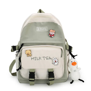 Nylon Schoolbag for Teenage Girl High Capacity Laptop Backpack