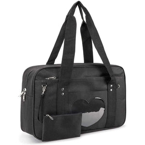 Women Transparent Heart Patchwork Canvas Shoulder Bags