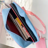 Women Transparent Heart Patchwork Canvas Shoulder Bags