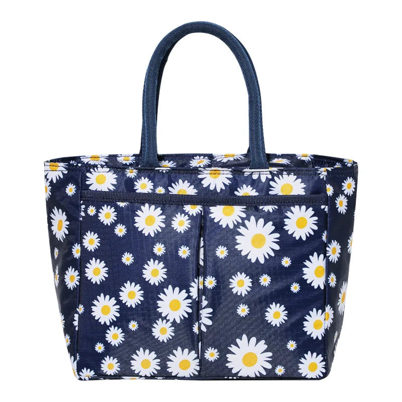 Daisy Printing Insulated Lunch Bag Large Capacity Tote Cooler Bento Box Storage