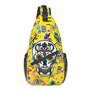 Sugar Skulls Crossbody Backpack Men Gothic Shoulder Bags
