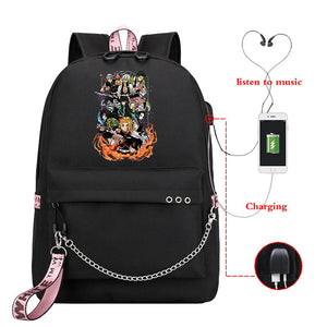 Demon Slayer Anime Backpacks Student School Bags Harajuku Large Capacity