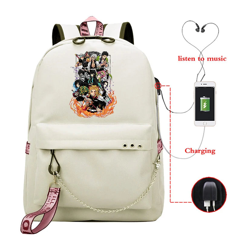 Demon Slayer Anime Backpacks Student School Bags Harajuku Large Capacity