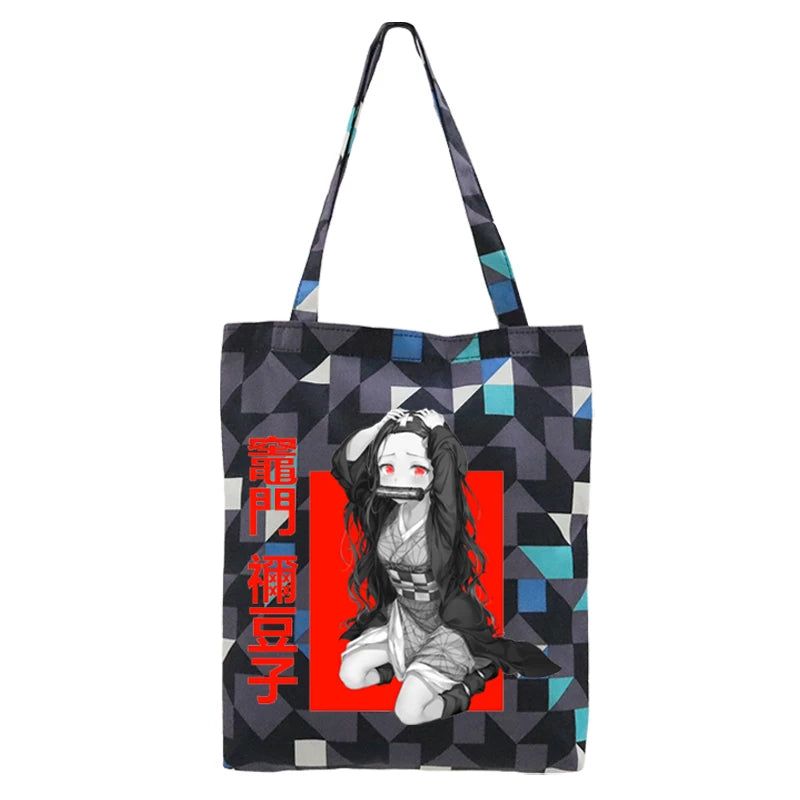 Demon Slayer Kimetsu No Yaiba Tote Bag Canvas Eco Shopper Shoulder Bag